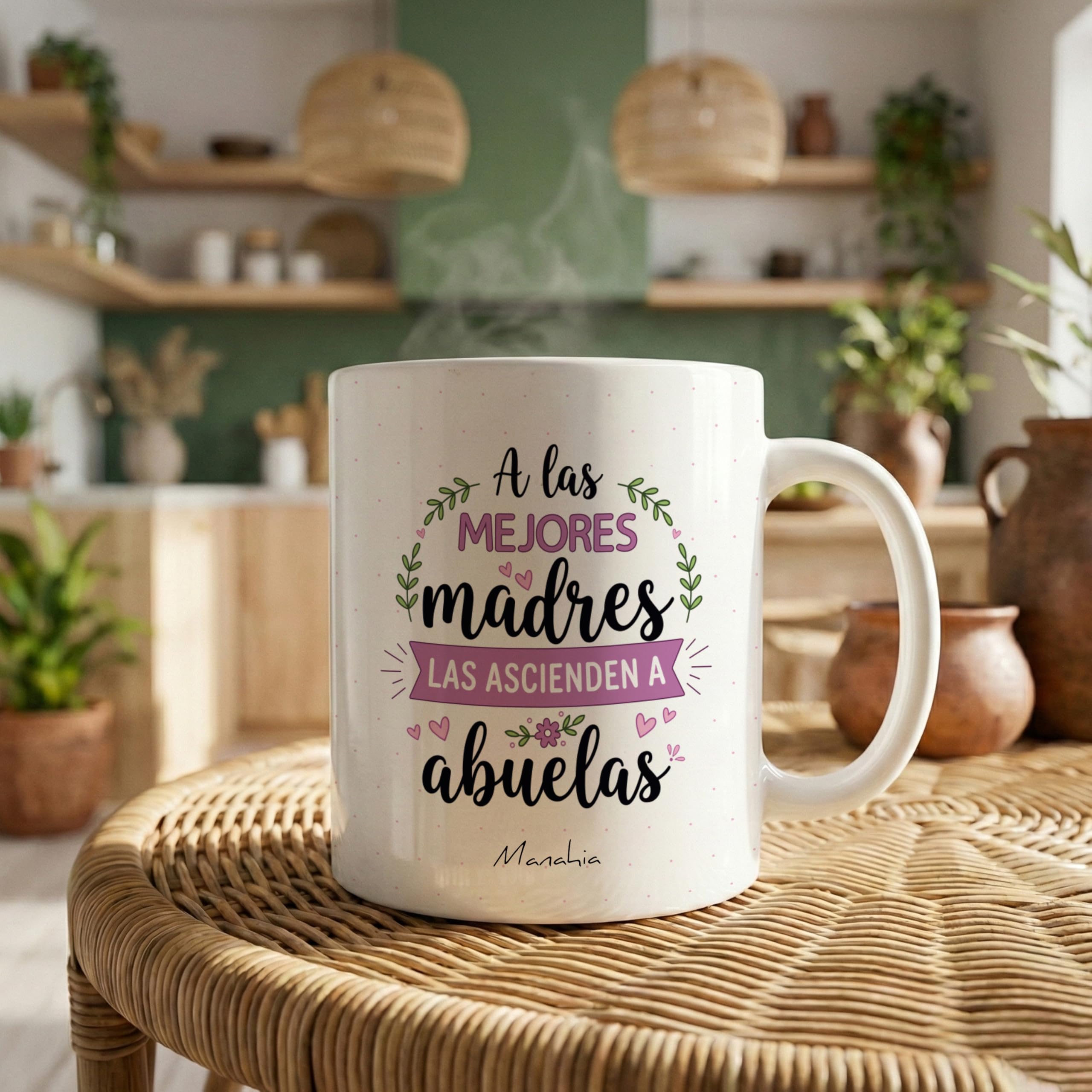 Manahia - Taza Abuela - A las mejores madres las ascienden a abuelas | Regalo Original Futura Abuelita - Yaya - Idea Sorpresa Anuncio Embarazo | Caja Regalo Kraft — view 6