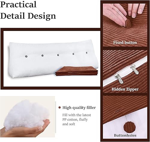 Miniatura 21 de Almohada de cuña para sentarse en la cama, almohada de lectura para adultos, soporte para respaldo, almohada de cabecero, sofá cama, cojín