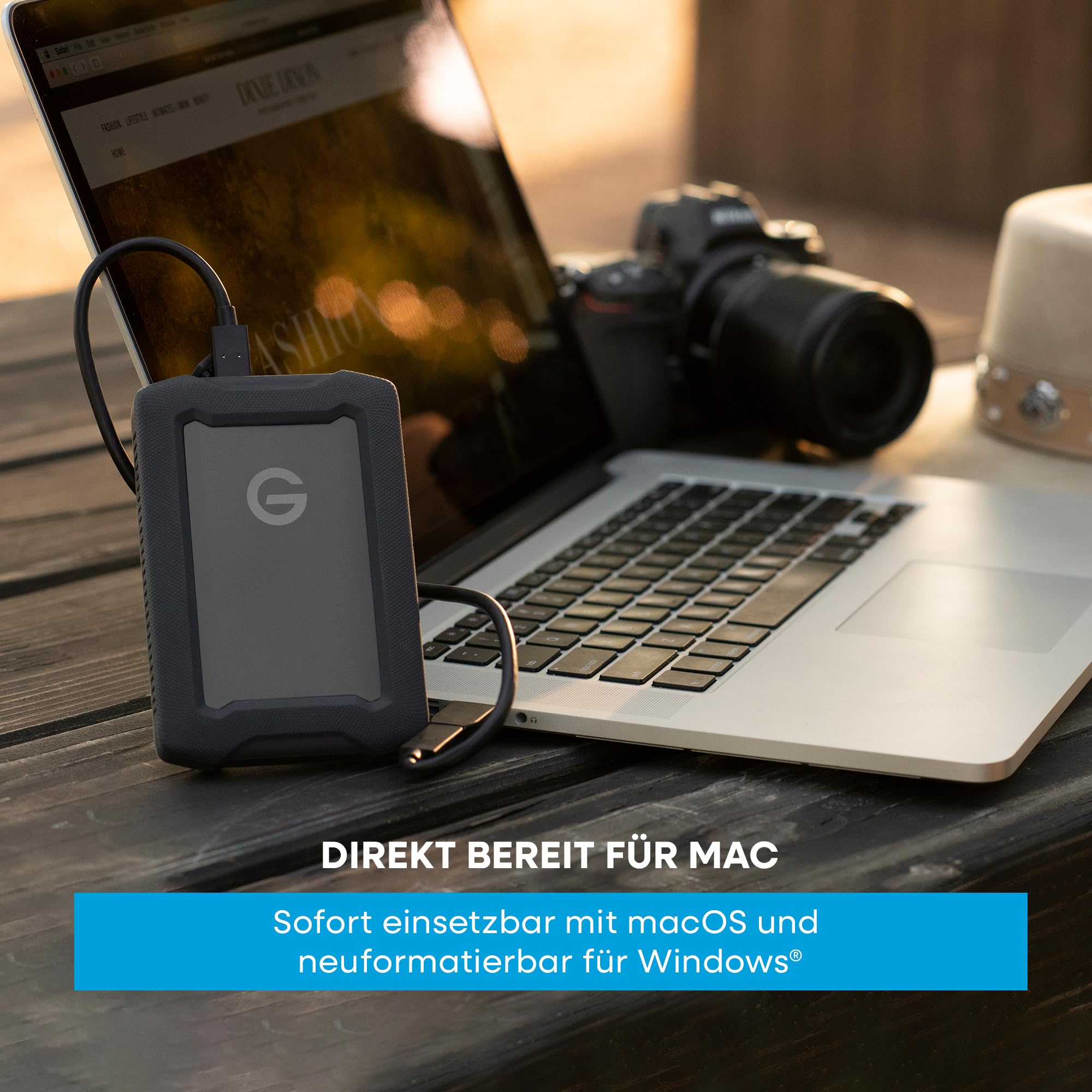 SanDisk PROFESSIONAL G-DRIVE ArmorATD 6 TB mobile Festplatte, All-Terrain Festplatte, USB-C-fähig, 130 MB/s, für Mac und Windows, wasser- und staubfest