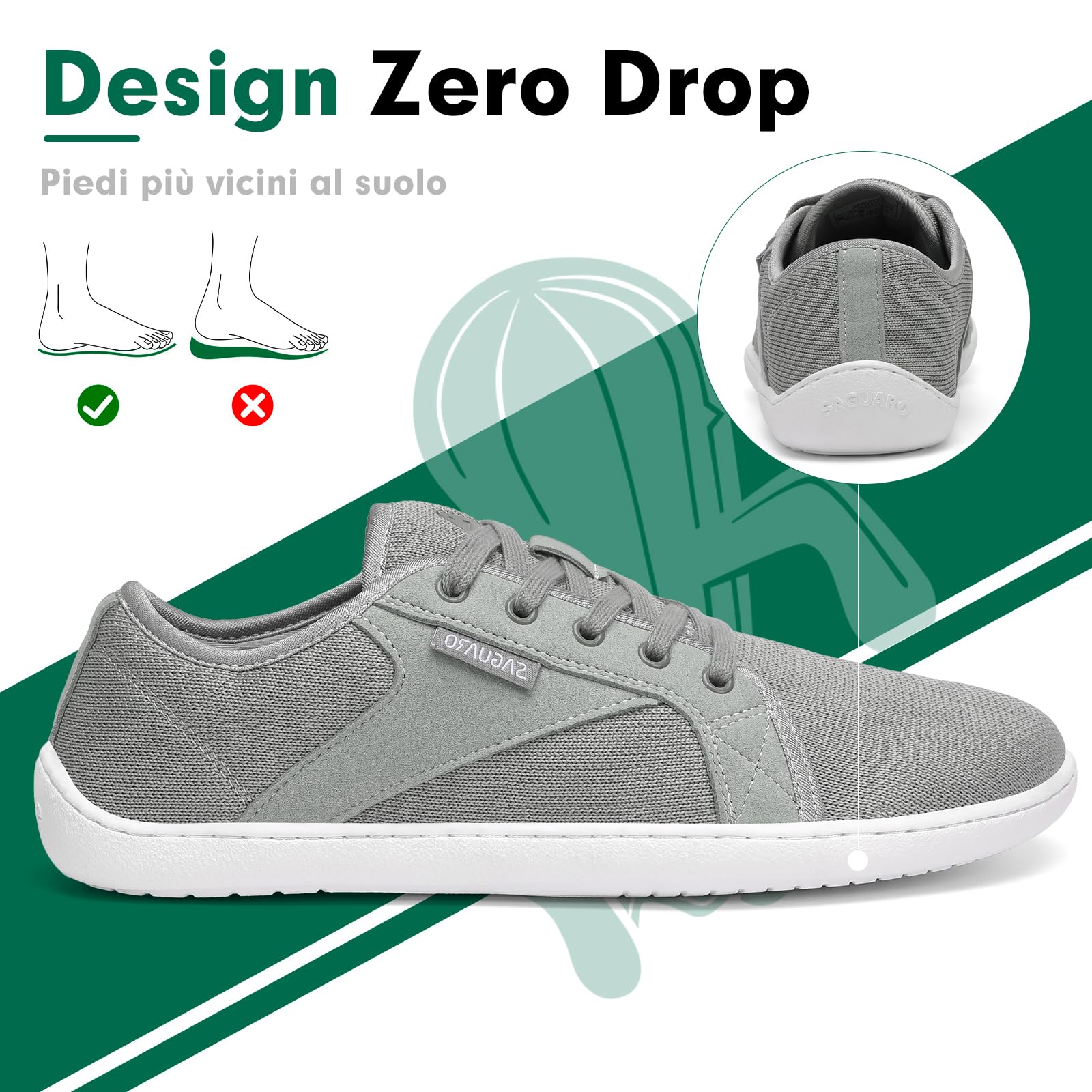 SAGUARO Unisex Knit Scarpe Barefoot con Suola Zero Drop, Luck Ⅰ, Taglie 36-48