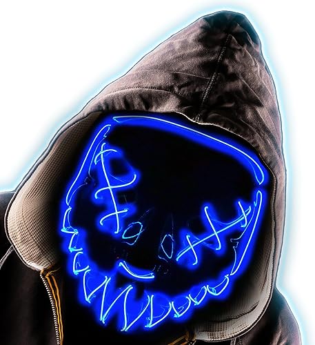 Miniatura 1 de Oybete Máscara LED de La Purga de Halloween, máscara aterradora con luz LED, para festival, cosplay, fiesta de disfraces divertida para