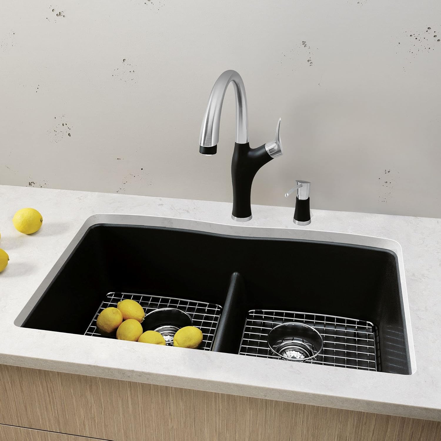 BLANCO, Anthracite 442075 DIAMOND SILGRANIT 50/50 Double Bowl Undermount Kitchen Sink with Low Divide