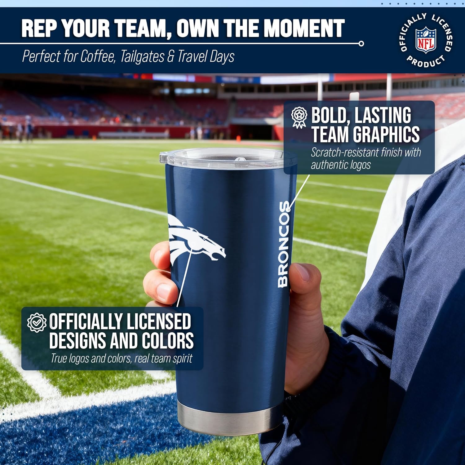 Team Fan Apparel NFL 20oz Gameday Stainless Steel Tumbler, Insulated For Hot & Cold, Slider Lid, On-The-Go Travel, Officially Licensed (Denver Broncos - Carrot Orange) - Image 5