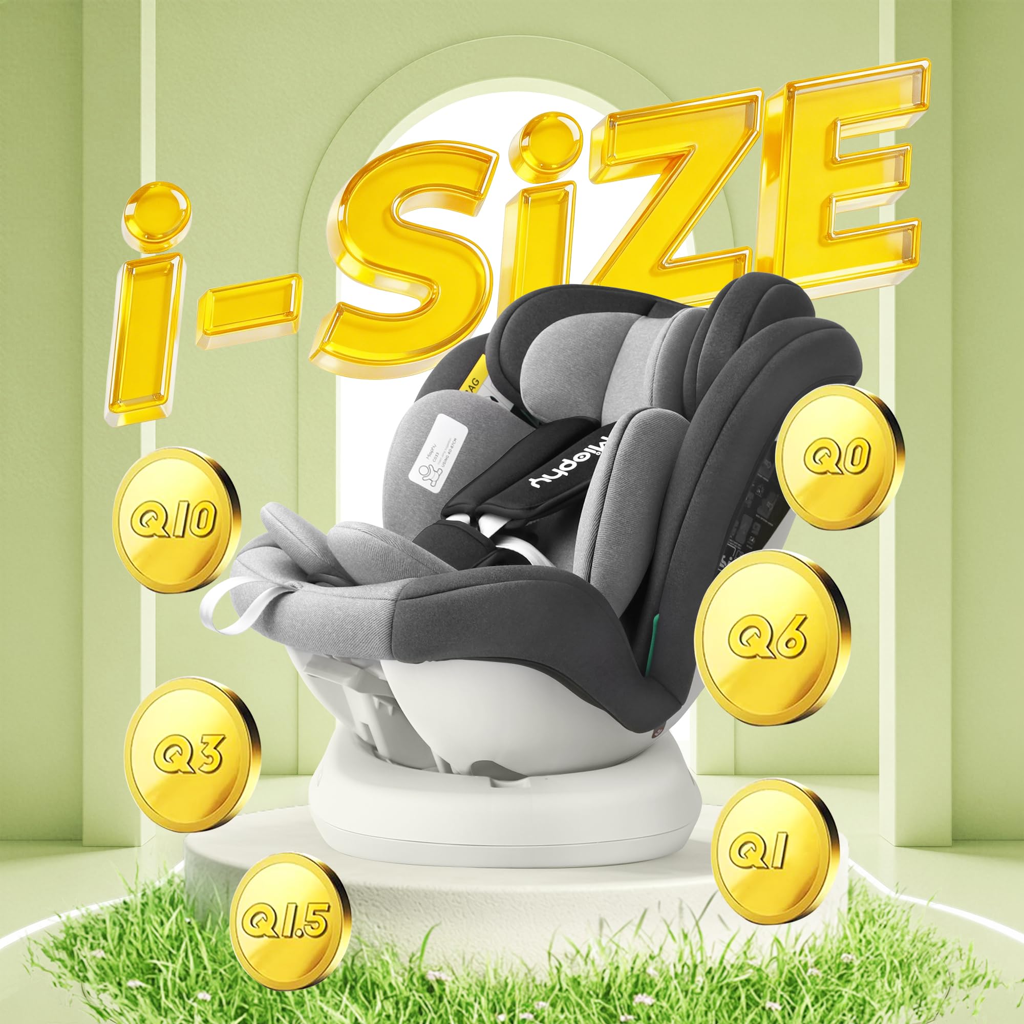 Siège Auto 360 Pivotant, 0-12 ans, 40-150 cm, I-Size Bébé Siège Auto ISOFIX, Groupe 0+1/2/3, Dos à la route jusqu'à 105 cm, 5 Inclinaisons