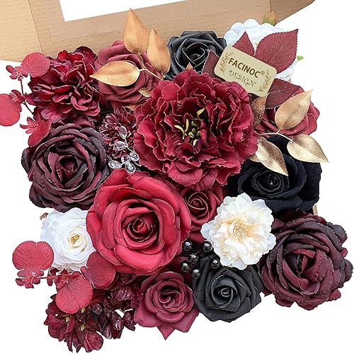 Vista 31 de White Rose Artificial Flowers Fake Flower Bulk with Stems for DIY Wedding Bouquet Bridal Baby Shower Centerpiece Table Decorations Silk Faux Floral