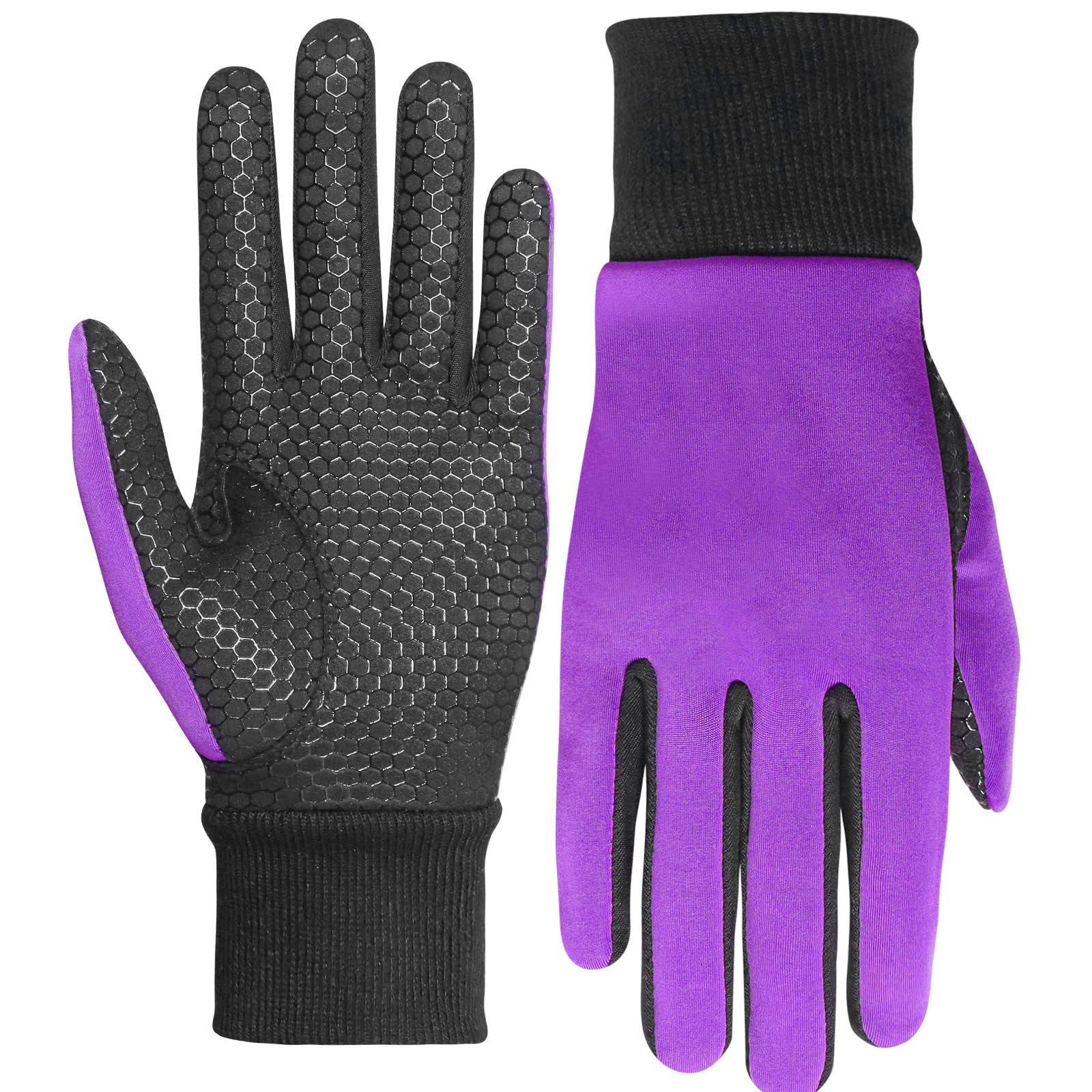 AXKAL Women's Winter Golf Gloves Thermal 1-Pair With Non-Slip Silicone Grip Palm, Warm Gloves Windproof Back & Elastic Cuff For Driving Range Swing Training Outdoors Sports (Purple, M)