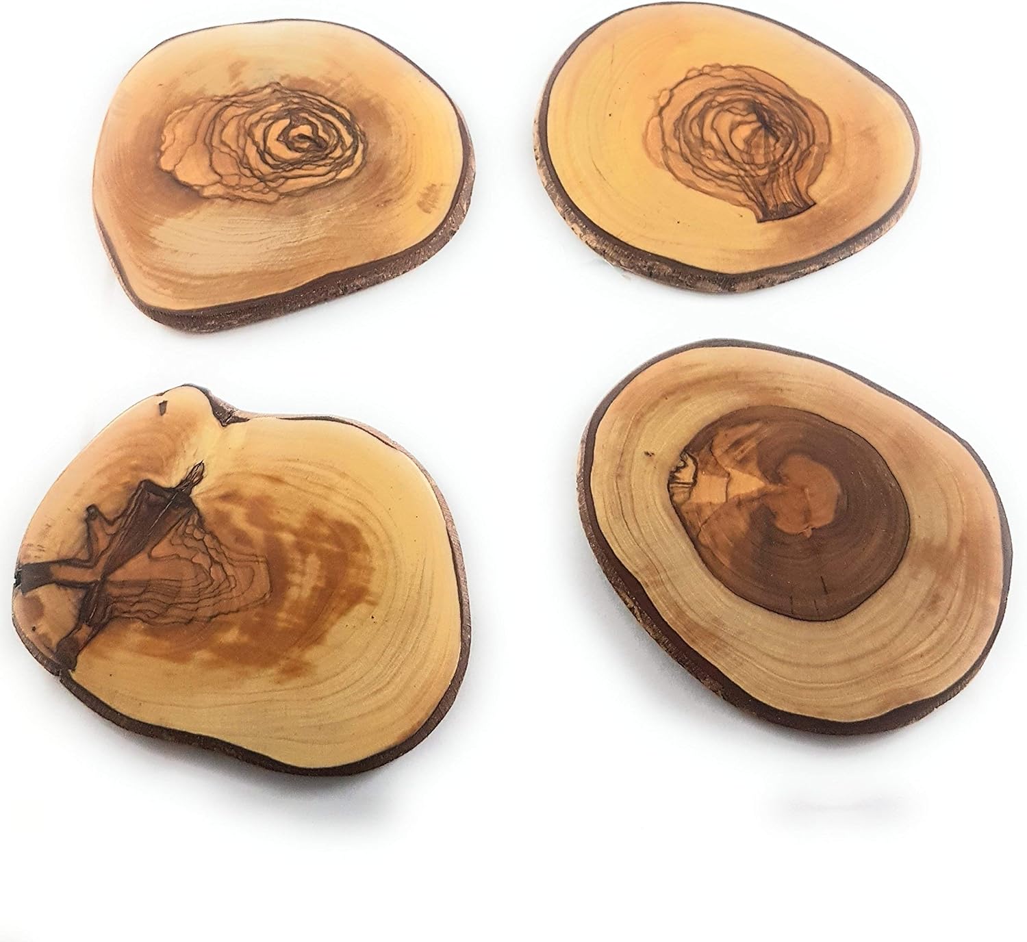 🛒 Crаzу Dеаlѕ Olive Wood Coasters 100% Natural & Organic - Set of 4 - Handmade - with a Box