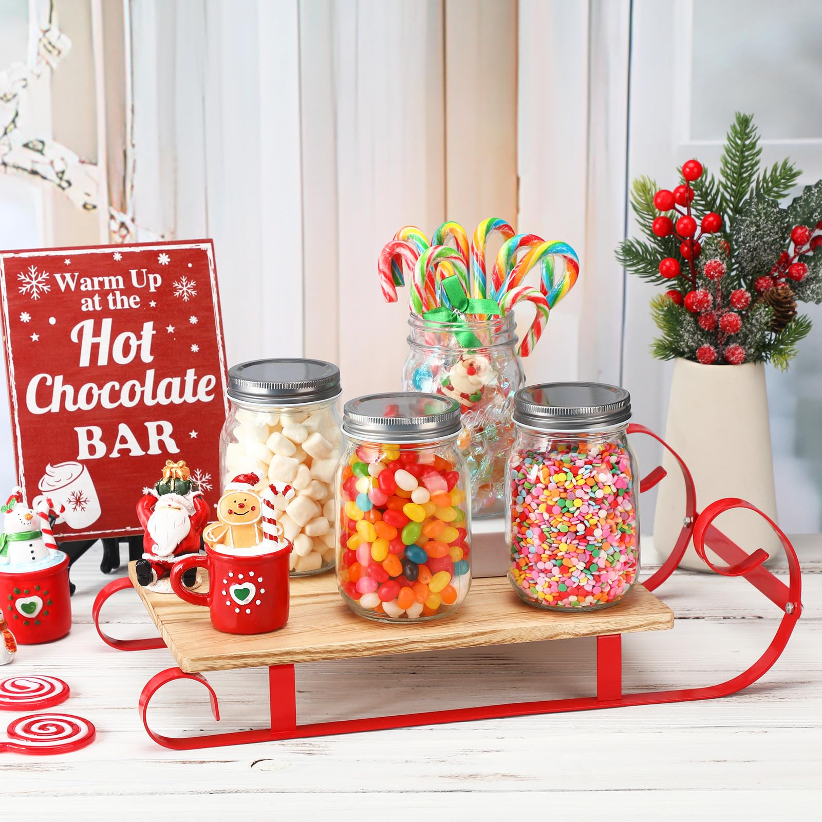Amazon.com: Sunnychicc Christmas Sleigh Hot Chocolate Bar Decor