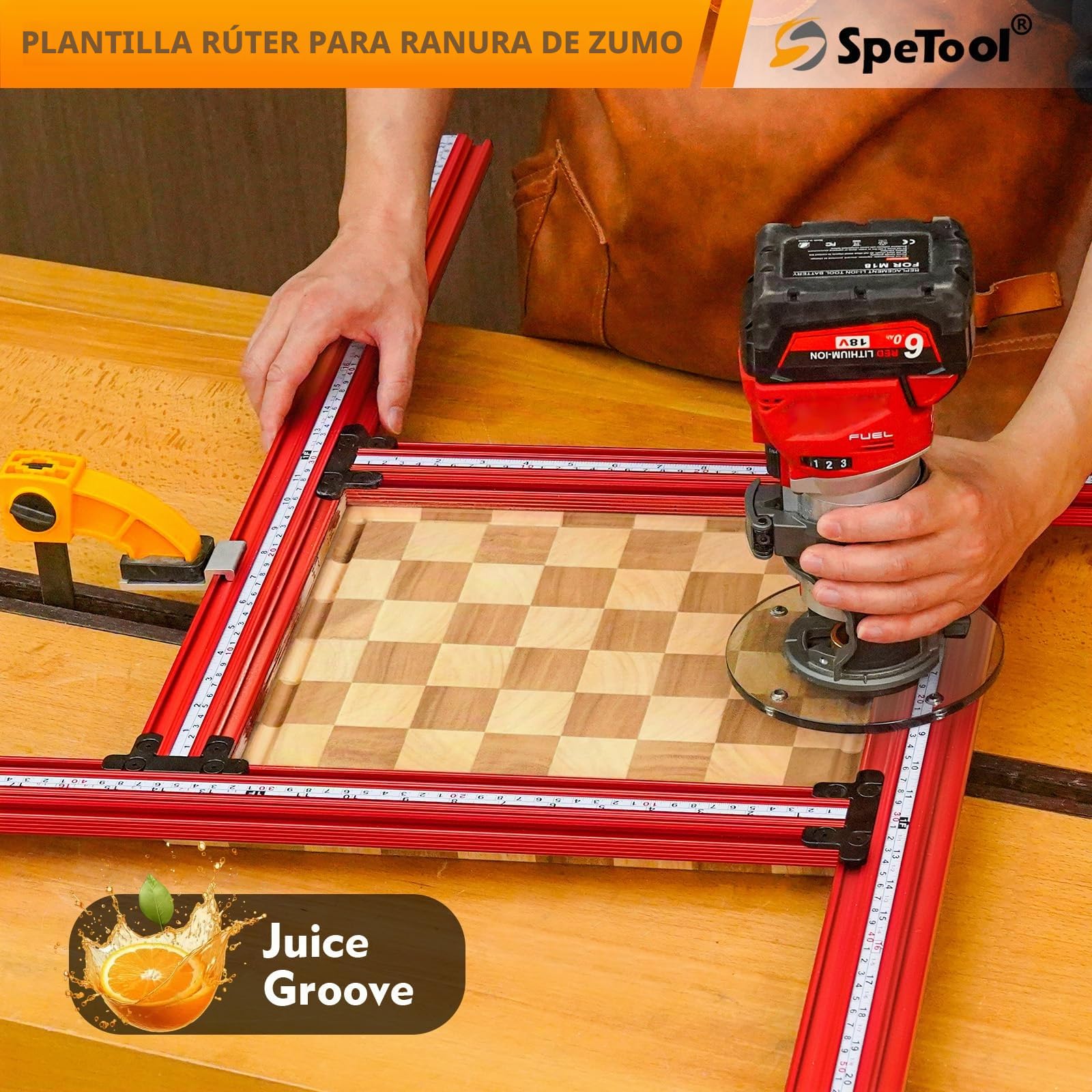 SpeTool Plantilla de fresado ajustable para encimeras de 650 mm x 650 mm, dispositivo de enrutado para crear ranuras rectangulares cuadradas