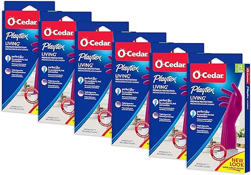 Playtex Guantes de limpieza de goma reutilizables Living mediano 6 pares guantes reutilizables de protección prémium para el hogar Playtex Guantes de limpieza de goma reutilizables Living mediano 6 pares guantes reutilizables de protección prémium para el hogar