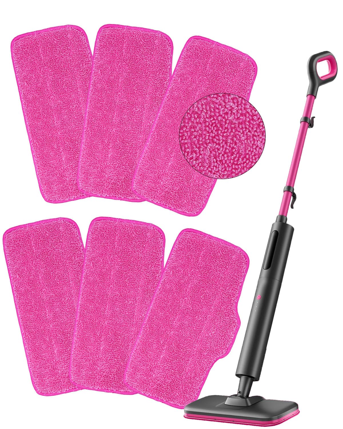 KEEPOW Microfiber Steam Mop Pads Compatible with Schenley Steam Mop 7 in 1, 6 Pack Washable and Reusable Replacement Steam Mop Attachments Pads Fit for Steamer Mop Cleaner SLFCSM054 for All Floors