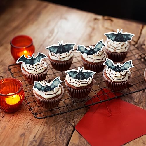 Miniatura 127 de 24 piezas de decoración para cupcakes Baby Boo con purpurina negra espeluznante y espeluznante para cupcakes de fantasmas para Halloween, baby