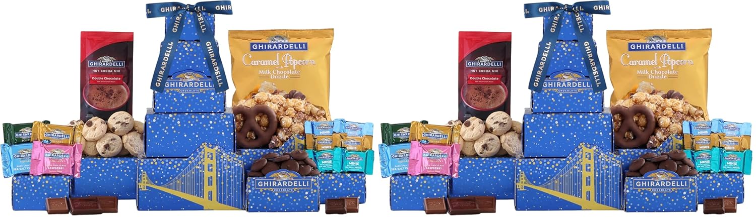 Ghirardelli Chocolate Gift Tower by Wine Country Gift-Baskets Gift for Families College Students Appreciation and more, (Pack of 2)