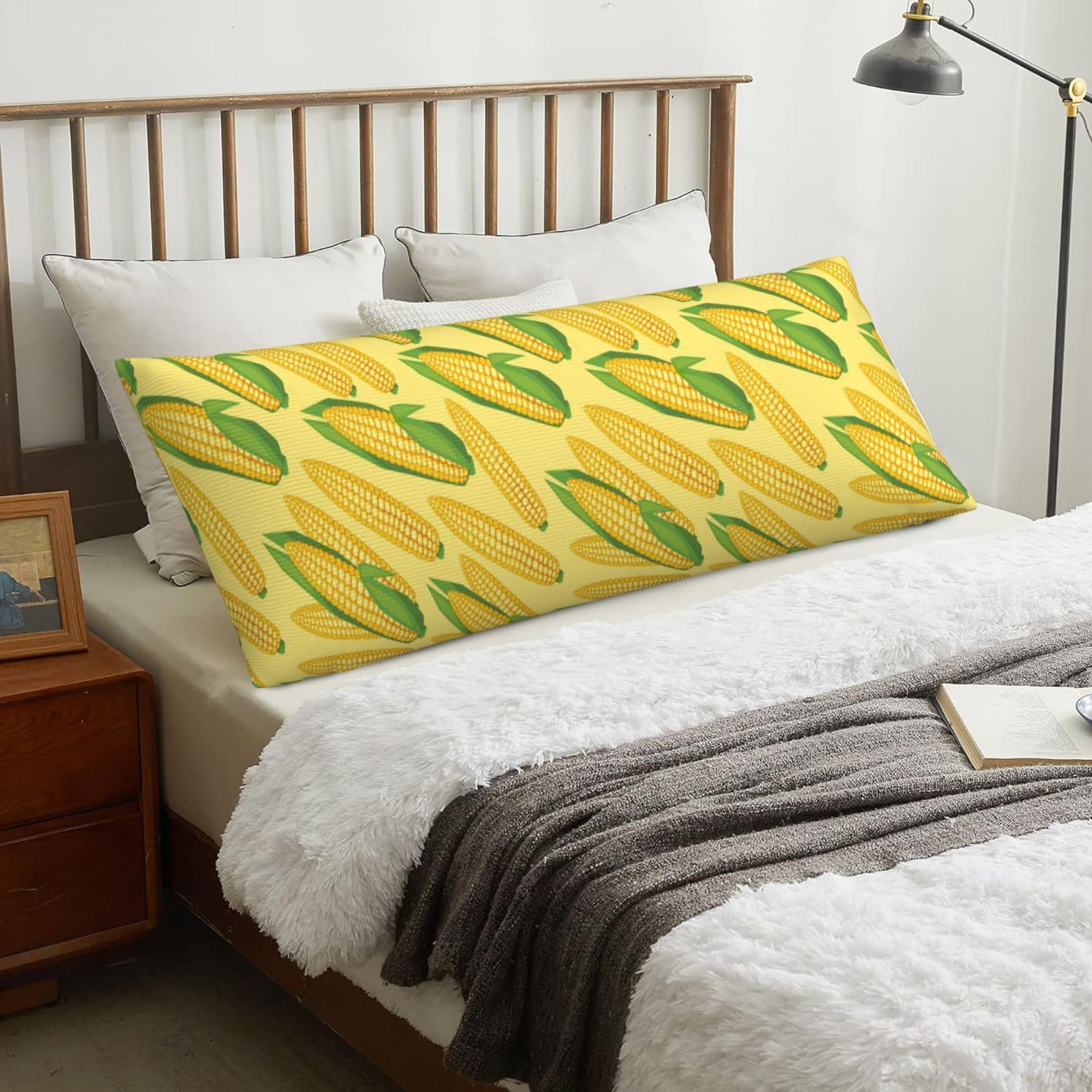 Fresh Ripe Corn Cobs, Body Pillow Cover with Zipper,Long Body Pillowcase 20 x 60 in