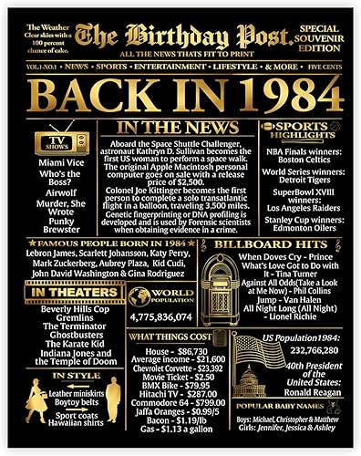 Miniatura 37 de Stuff4 Póster dorado de cumpleaños número 30 sin marco, periódico dorado nacido en 1995, feliz cumpleaños 30 para hombres y mujeres, regalos retro