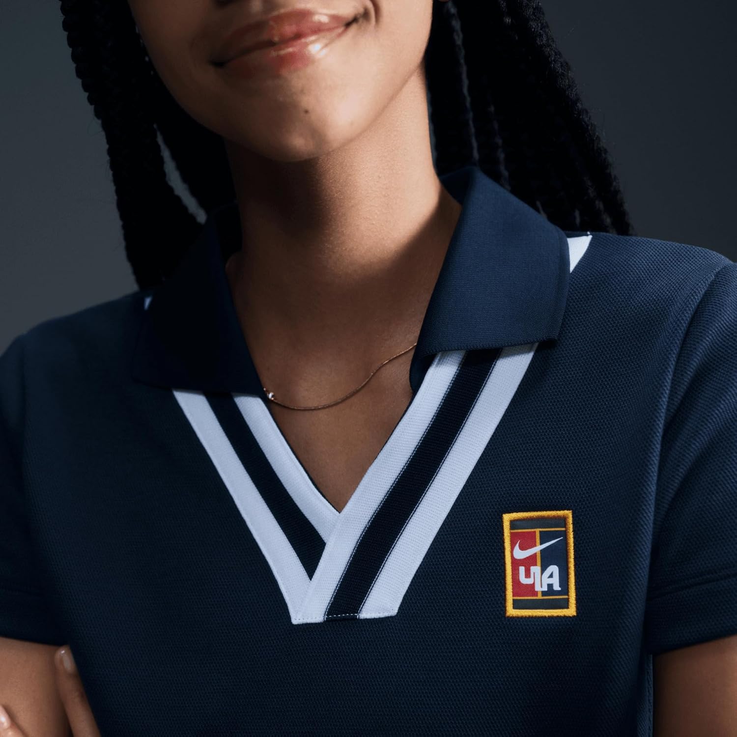 Nike Women by YOON Women's Short-Sleeve Slim Fit Polo, Armoury Navy/White, XL