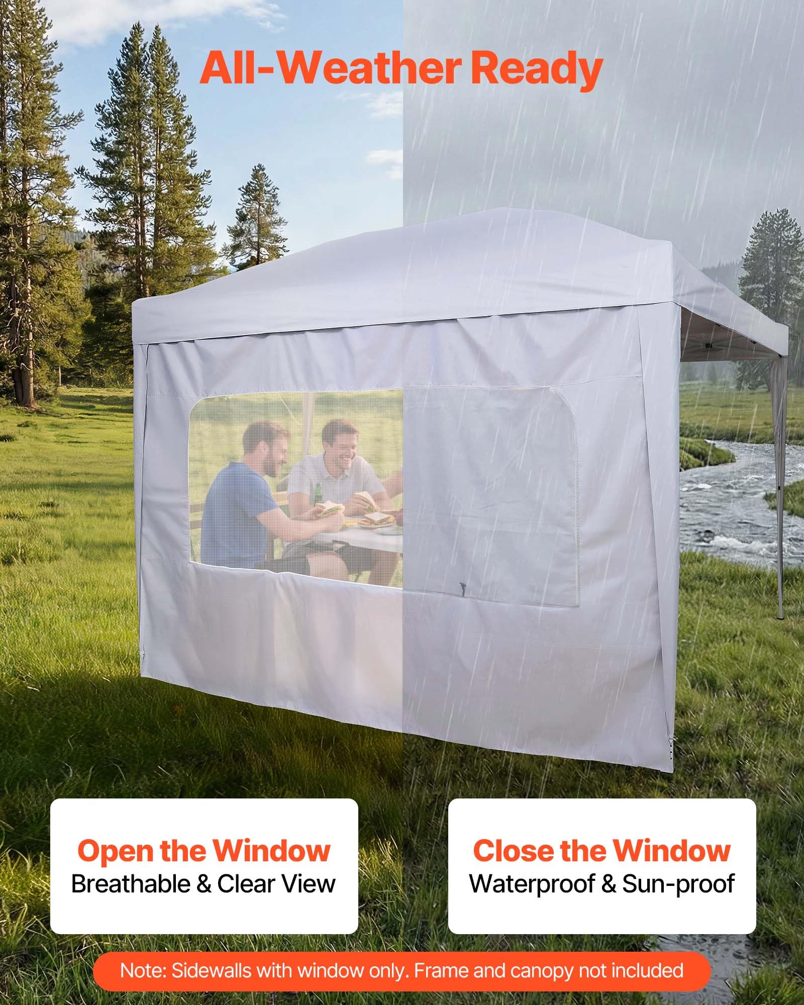 VEVOR Paroi Latérale de Tonnelle 3x2 m Panneau Latéral de Tente Tonnelle Lot de 4 pour Événements d'Extérieur, Stands de Vendeur, Camping, avec Couche Imperméable, Coupe-Vent et Pare-Soleil, Blanc