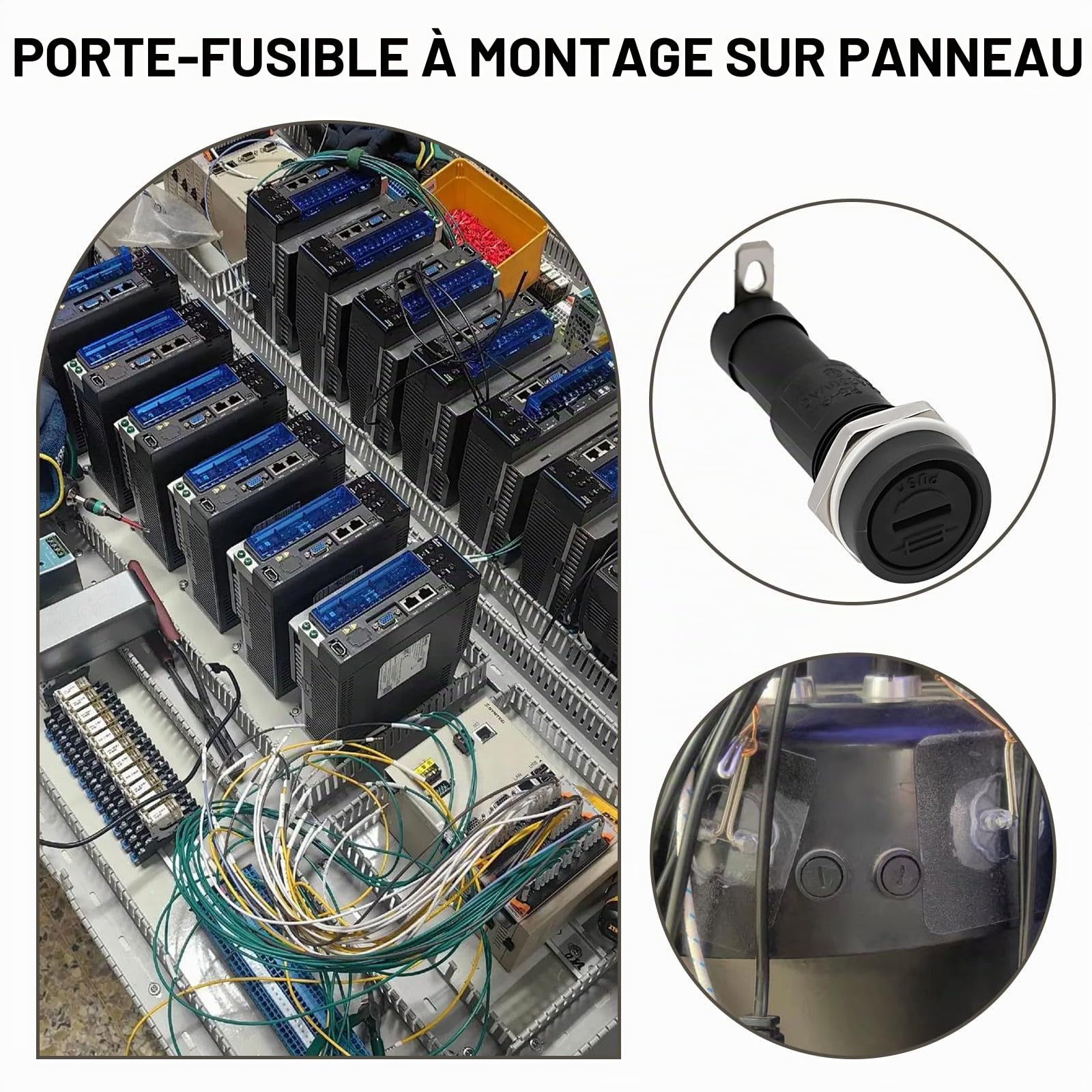 5x Porte-fusibles à Montage Sur Panneau Compatibles avec Les Fusibles 6,3 X 30 Mm 15 A 250 V AC pour équipement de Sécurité Appareils électroménagers Maison Intelligente
