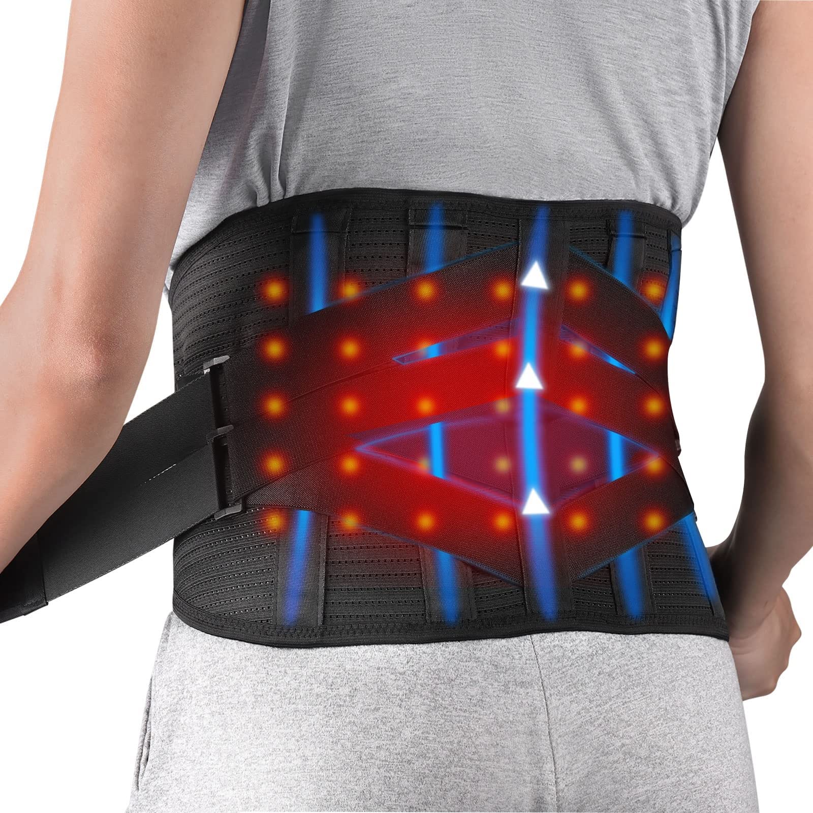 Refuerzo Trasero Calentado para El Alivio del Dolor De Espalda Baja Soporte Lumbar Cinturón Compresión Calefacción Hombres Mujeres Recargable para Hernia Disco Y Alivio Dolor Escoliosis (Color : Blac