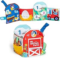 Ms. Rachel Sensory Learning Farm: Foldable Soft Baby Book with Plush Cow - Sensory Educational Toy for Infants 3-18 Months