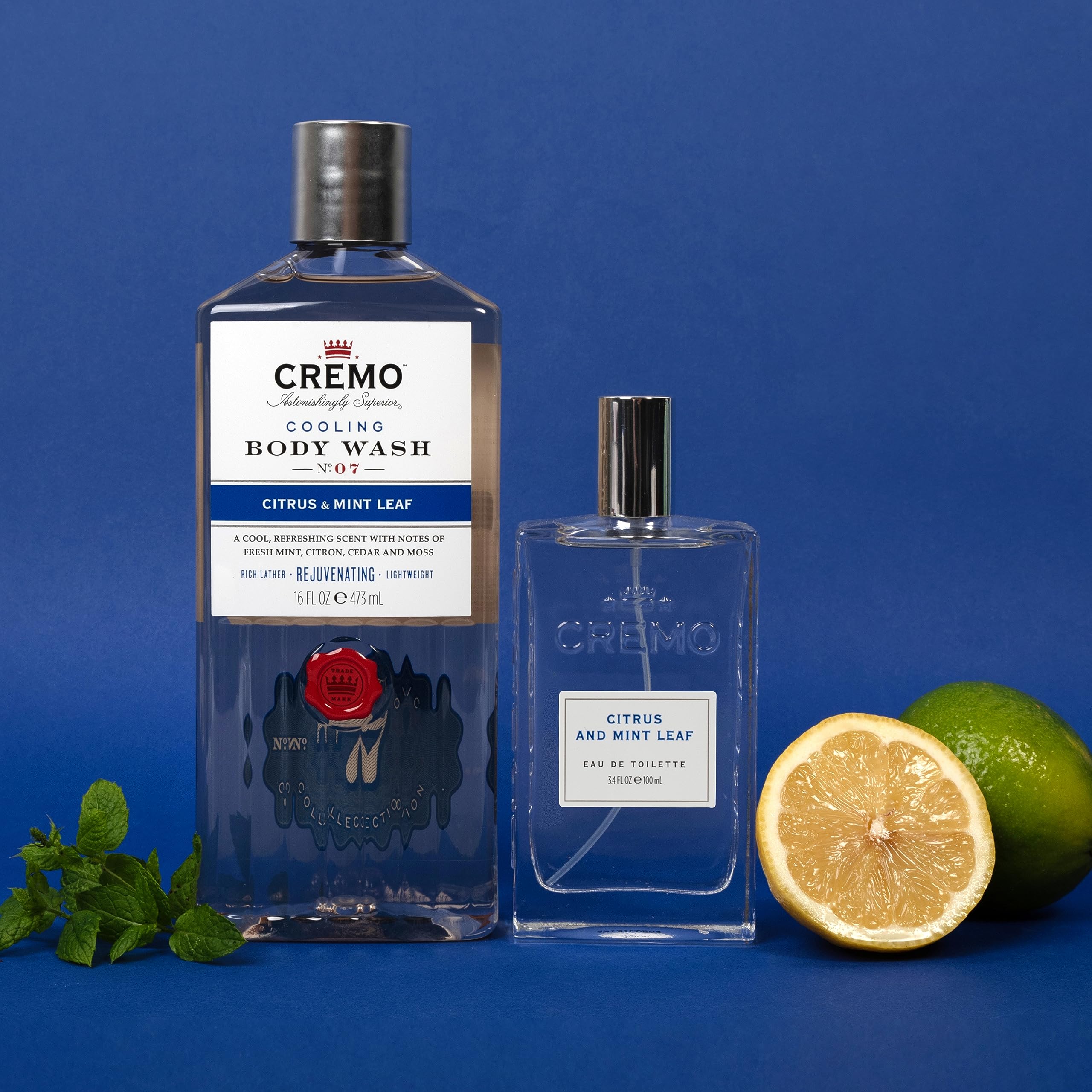 CREMO CITRUS & MINT LEAF zestaw prezentowy dla mężczyzn – woda toaletowa 100 ml + żel Douche 473 ml – świeży, lekki zapach