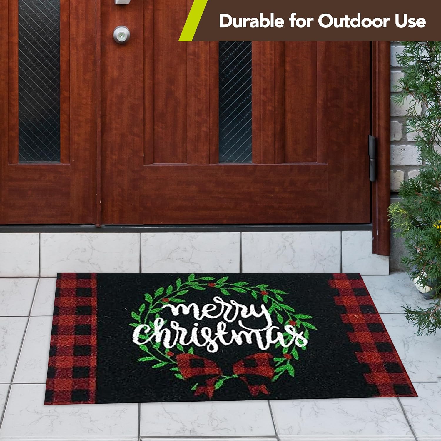 Briarwood Lane Christmas Wreath Natural Fiber Coir Doormat