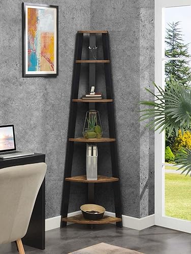 Miniatura 2 de Convenience Concepts Newport - Estantería esquinera de 6 niveles, madera de granero/negro Barnwood/Negro,Negro -,Azul cobalto,Espresso,Cemento