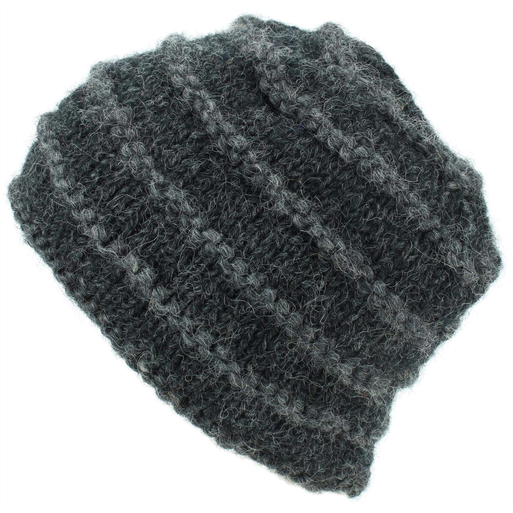 Loudelephant Charcoal Chunky Ribbed Wool Knit Beanie Hat With Space Dye Design