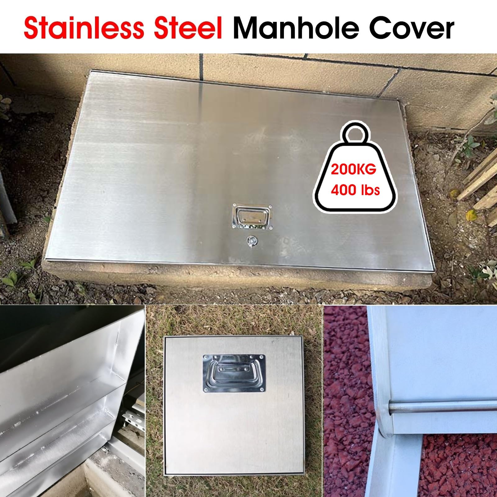 Couvercle de regard antivol personnalisable – Trappe d'accès au sol verrouillable pour cour, toit et sous-sol – Panneau d'inspection durable (110 x 65 cm)