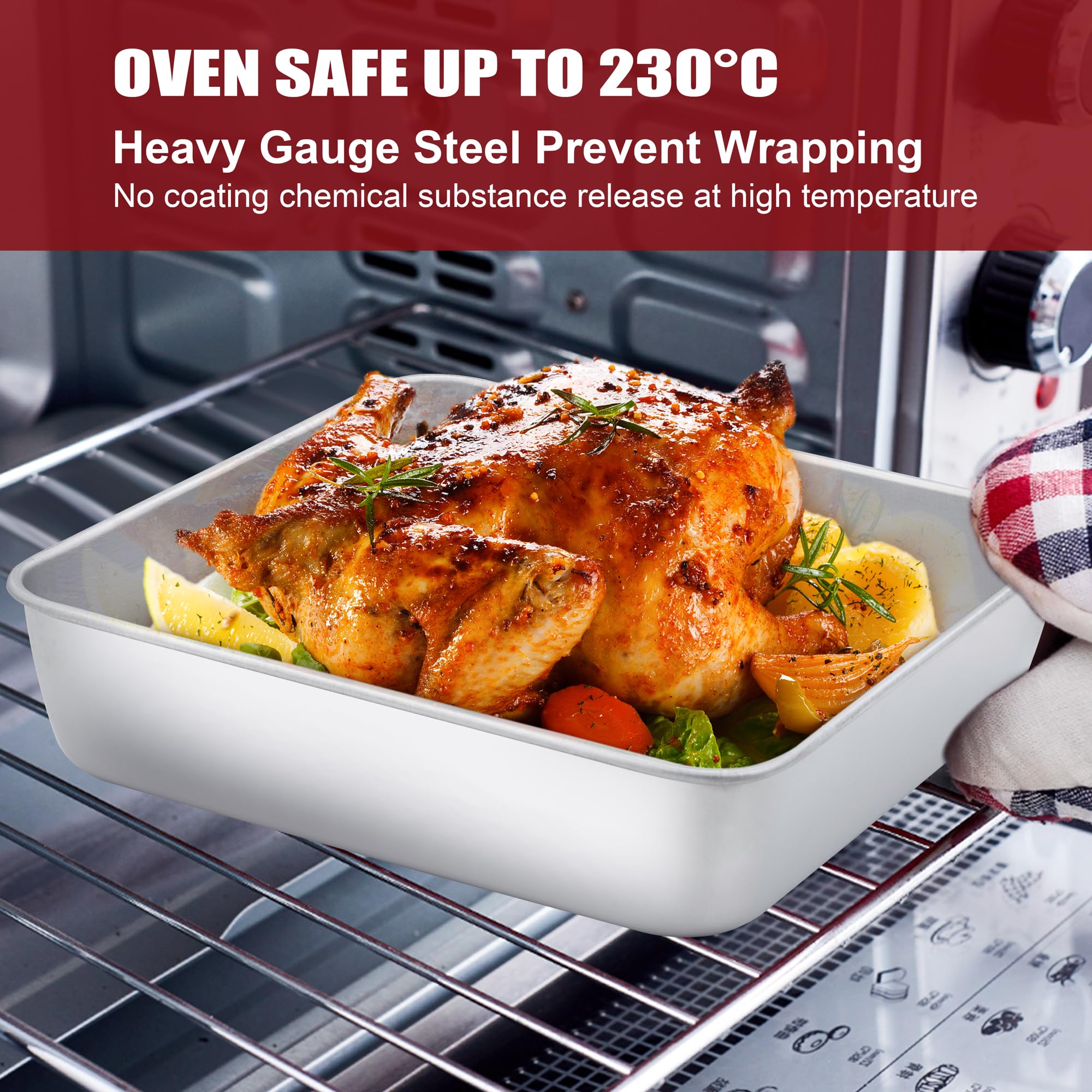 Joyfair Moule à Gâteau Carré 20 Cm Acier Inox - Anti-adhésif Avec Couvercle - Pour Brownies, Lasagnes, Rangement