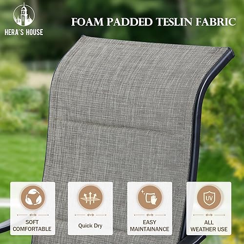 Miniatura 2 de HERAS HOUSE 7 Pieces Patio Dining Set Outdoor Table Chairs Set for 6 6 x Swivel Dining Chair 1 x 60 Wood Look Large Surface Metal Dining Table for