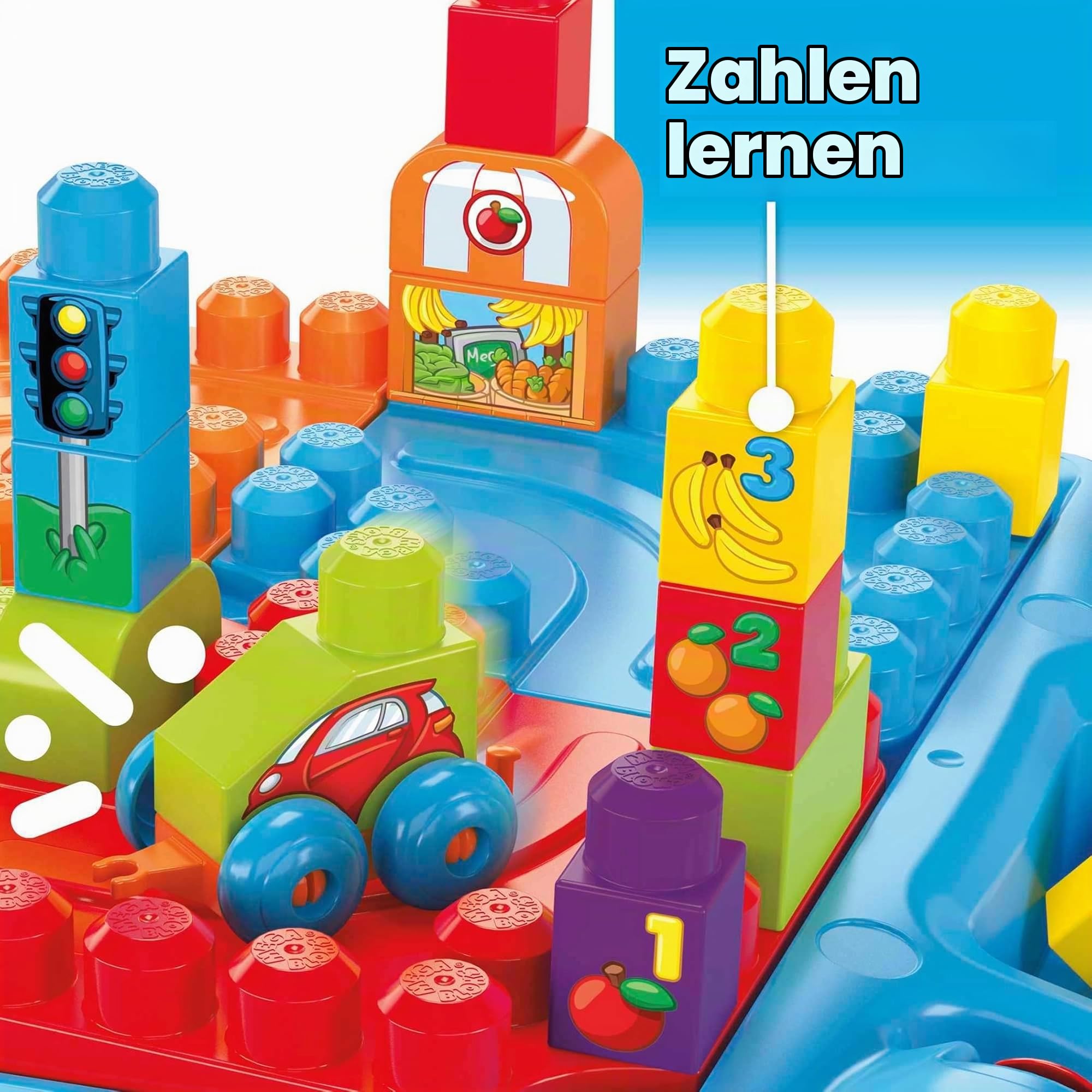 MEGA BLOKS Bauset - Spielend leicht Logik und Zahlen lernen - Spieltisch zum Fördern der motorischen Fähigkeiten, Lernspielzeug für Kleinkinder, FGV05