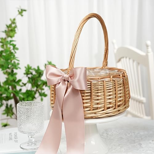 Miniatura 3 de DINDOSAL Cinta de satén de doble cara de 2 pulgadas, cinta gruesa de oro rosa para envolver regalos, boda, ramo de novia, decoración de fiesta de