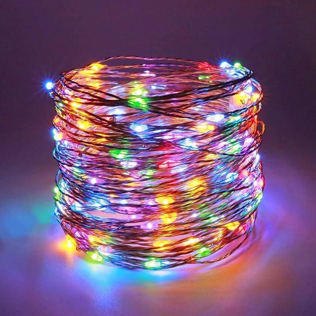 FairyDecor Fairy Lights Battery, 1 Pack 5m/16ft Battery Operated Copper Wire Starry String Lights,Battery Powered Lights for Christmas,Parties,Wedding,Bedroom,Indoor,Home Decoration (Multi Colour)