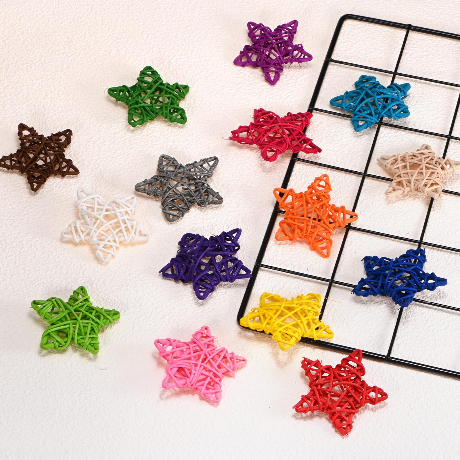 12pz palline di vimini e rattan a forma di pentagramma da 2,6