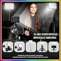 Vista 8 de Anillo de luz para selfie con banco de energía de 2000 mAh y 96+ iluminación de estudio CRI, 3 modos de color + RGB, clip resistente