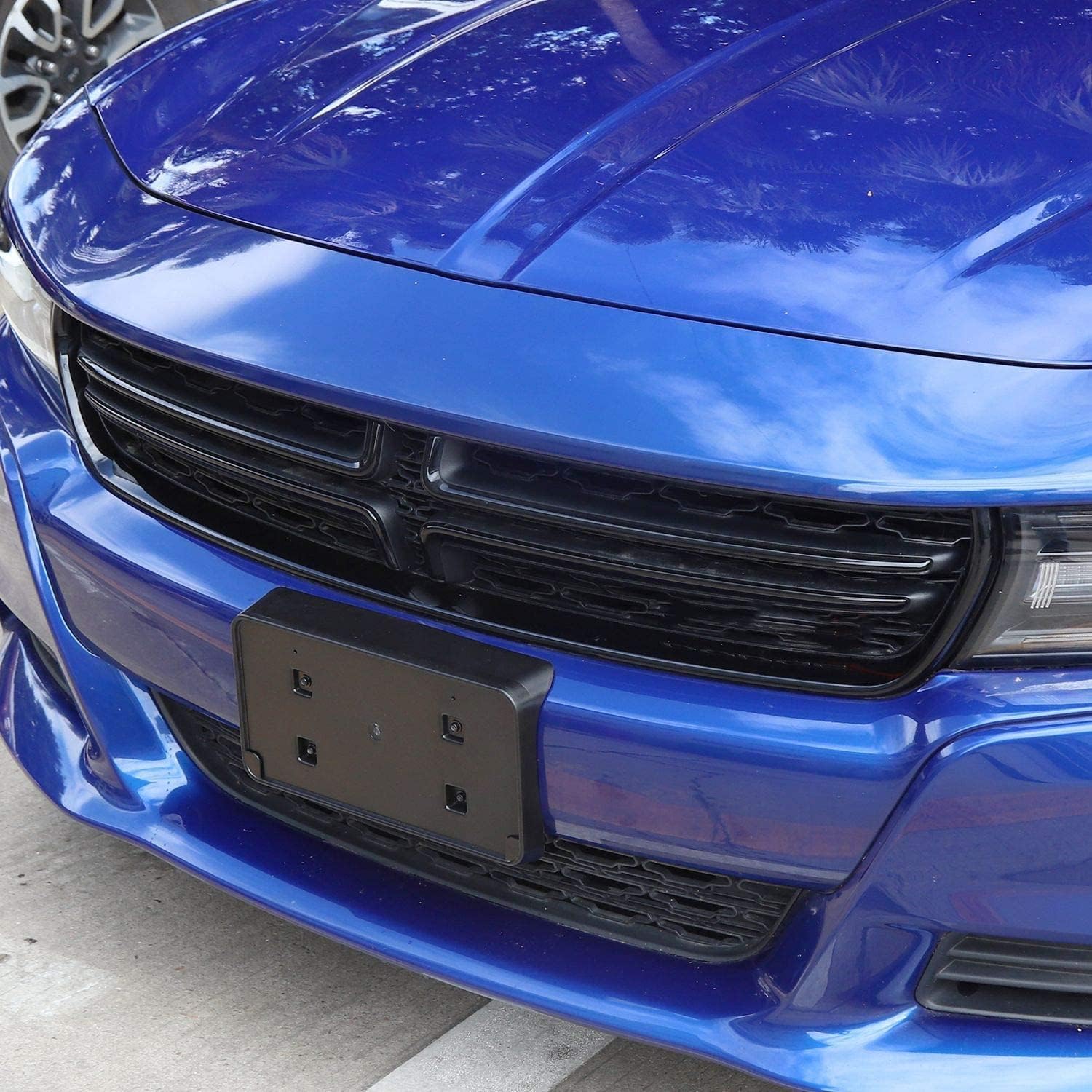 JWWY for Charger Front License Plate Frame Mounting Bracket Number Plate Holder Registration Plate Frame for 2015-2026+ Dodge Charger Exterior Accessories Black