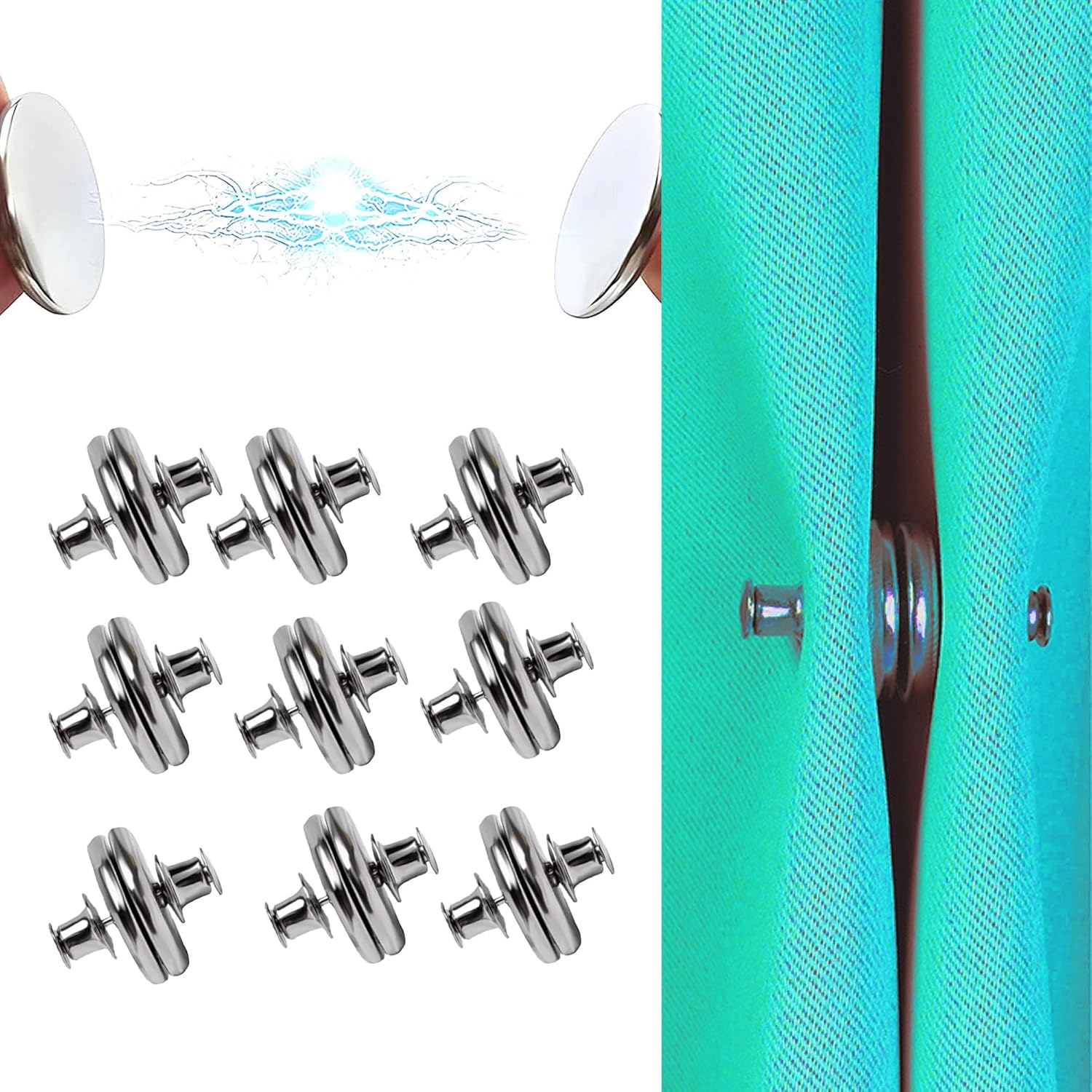 Magnetic Curtain Clips - Strong Magnet Closure for Curtains, Ideal for Indoor Curtains and Shower Curtains - Curtain Magnets,Curtain Clamps, Magnet for Curtains, Curtain Closer（10 Pairs）