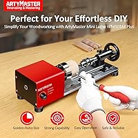 Vista 2 de Mini torno WM101A-Plus, mini torno de madera, torno eléctrico de 24 V CC 96 W, pequeño torno de sobremesa con kits de herramientas de torno