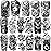 77 Sheets Temporary Tattoo for Men and Women, 17 Sheets Half Arm Chest Shoulder Fake Tattoos, 60 sheets Tiny Black for Adults, Waterproof Realistic Tattoos Long-Lasting