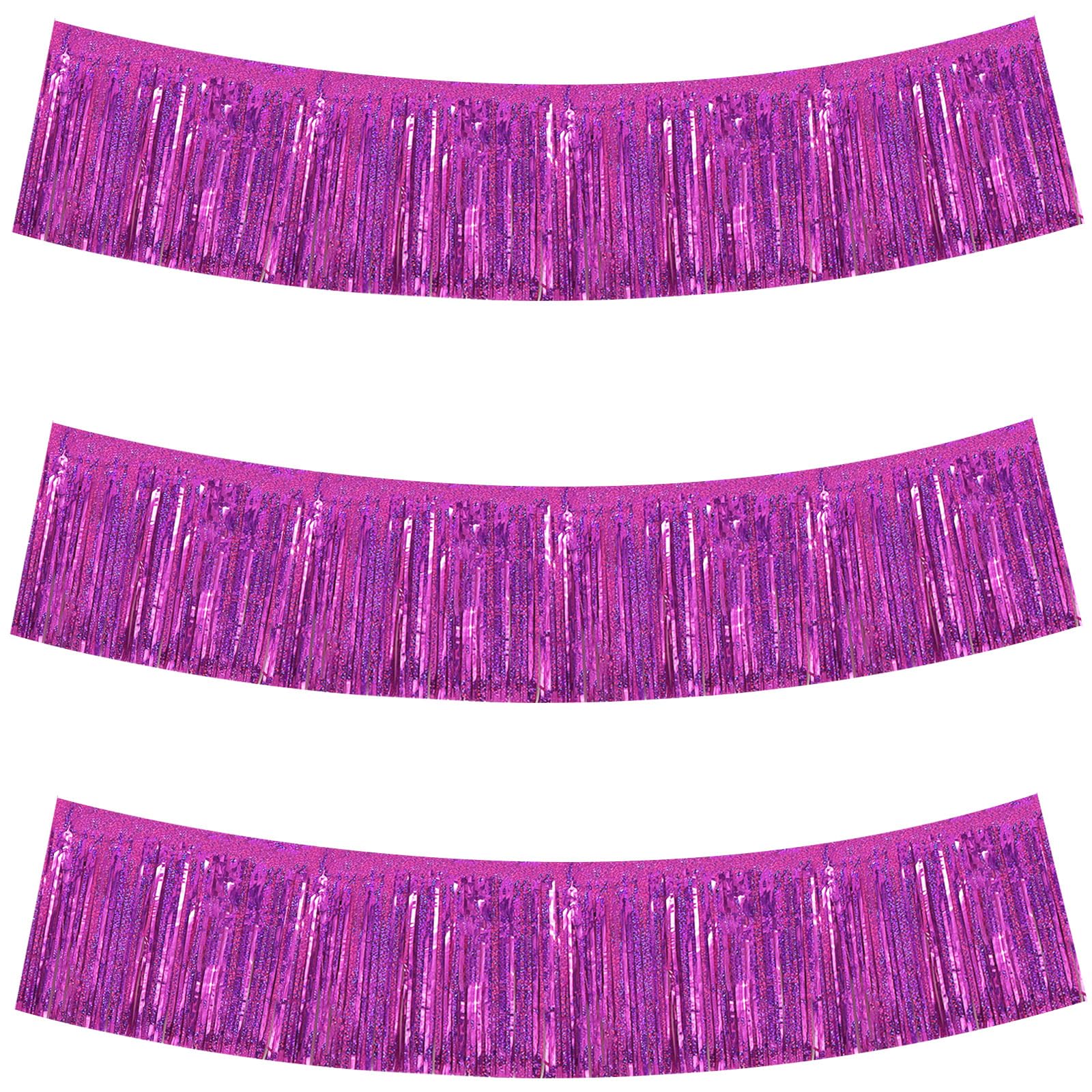 BEISHIDA Laser Rose Red Fringe Garland Banner Wall Tinsel Foil Streamers
