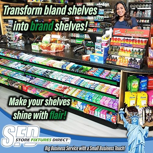 Miniatura 2 de STORE FIXTURES DIRECT Inserto decorativo de vinilo para estante de góndola, tira de acento de canal de boletos 130' x 1.25", verde