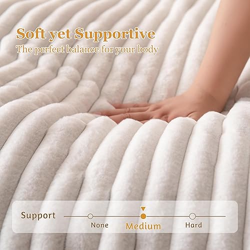 Miniatura 9 de YOSHOOT Colchón de futón de 8 pulgadas, sofá cama de futón grueso, colchón de piso para adultos, relleno de espuma triturada (marco no incluido),