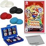 Paper Mario: The Thousand-Year Door for Nintendo Switch (US Version), with PremGear Thumb Grips (8 pack - Black, Blue, Red & Clear), 24 Slot Game Card Holder & Cleaning Cloth