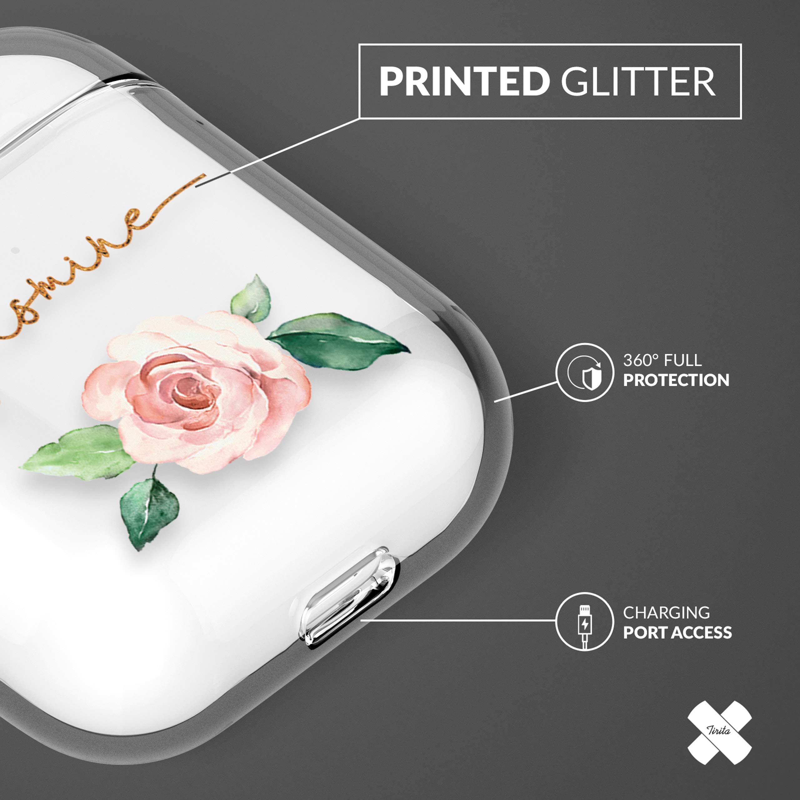 Tirita Personalised Custom Case Compatible with Apple AirPods 4th gen, Support Wireless Charging, with Carabiner, Front LED Visible [14- Golden Bee] — view 24