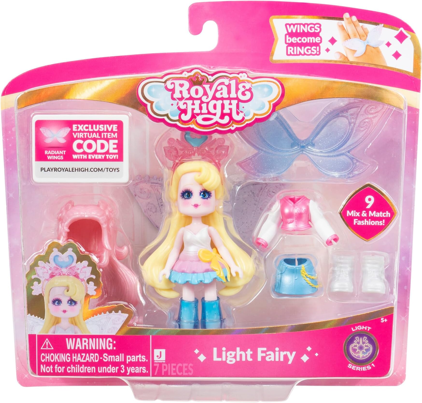 3โ Light Fairy Fashion Doll - 1 Figure with 9 Fashion Accessories - Virtual Item Code Included - Series 1 - Ages 5+