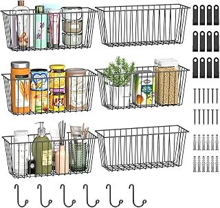Simple Trending 6 Pack Wire Basket Wall Mount Baskets Hanging Baskets, C...