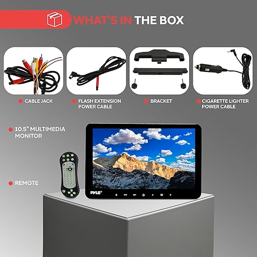 Miniatura 7 de Pyle Monitor universal de montaje para reposacabezas de automóvil, reproductor de CD multimedia de 10.5 pulgadas para vehículos, sistema de