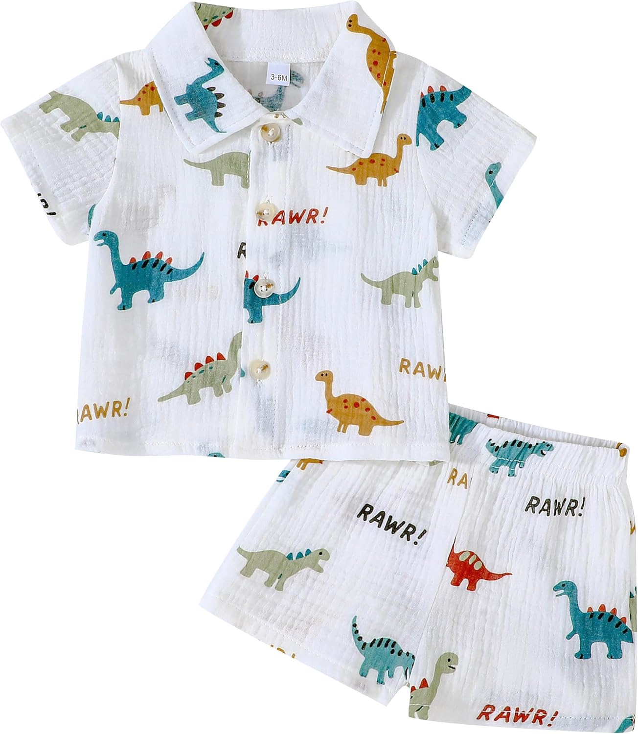 SUREPOCH Baby Boy Clothes Set Summer Toddler Short-Sleeve Shirt & Elastic Waist Shorts Set For Baby Boy Outfits