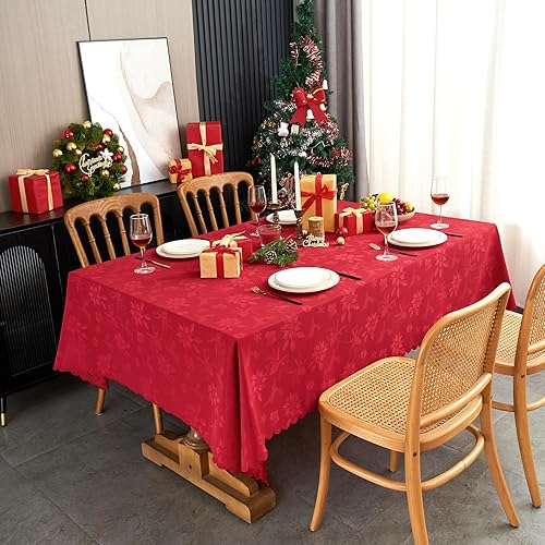 Miniatura 76 de Mantel Redondo Dorado Mantel de Mesa con Patrón de Hojas Borde Festoneado Sedoso Suave Impermeable Lavable 50 Pulgadas Cubierta de Mesa de Tela